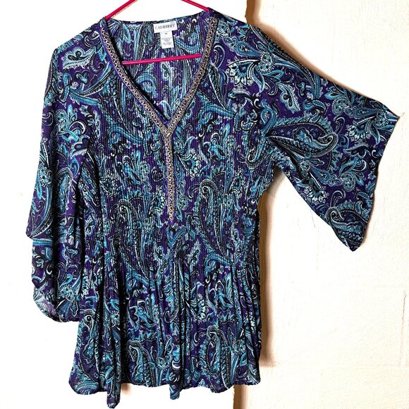Catherines Tops - Bejeweled Pleated Blouse